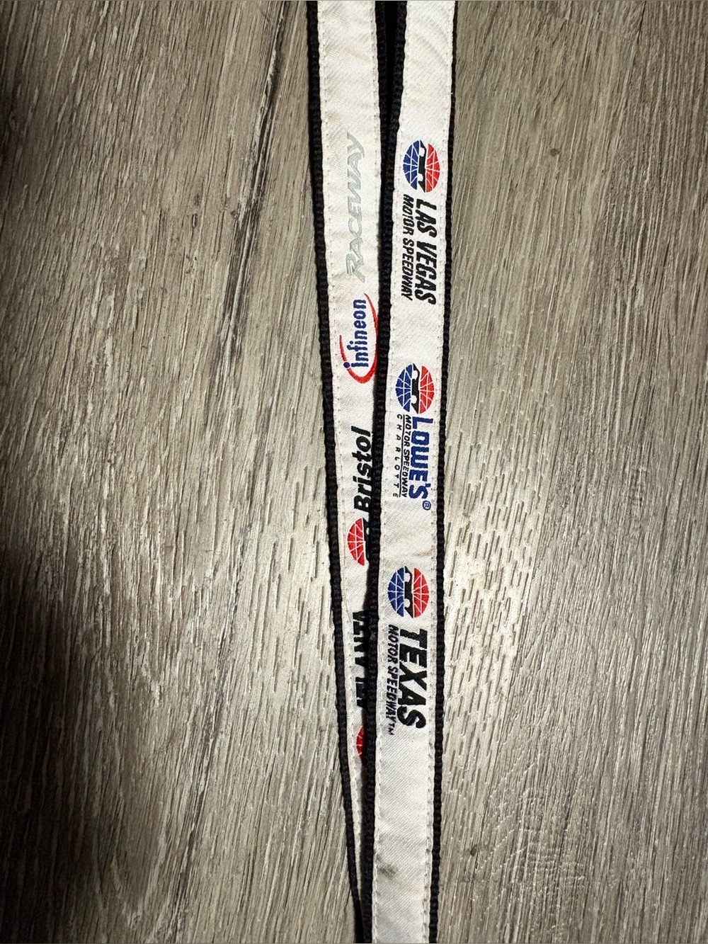 White Kids Lanyard with Racing Track Logos by Unbranded